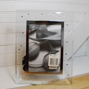 Vintage Y2K Glass‎ etched 4x6 picture frame floral purple rhinestone spring NWT
